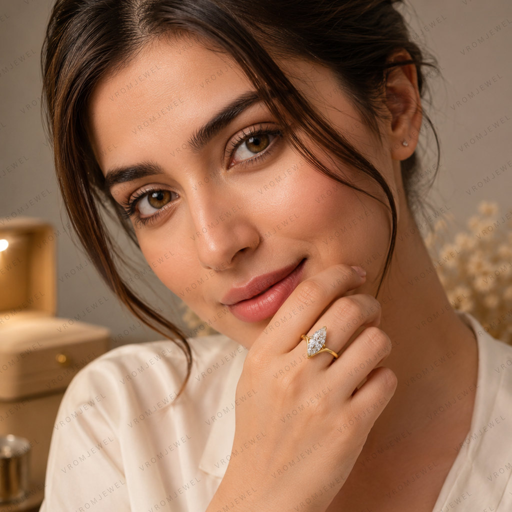Marquise Diamond Engagement Ring, Marquise Lab Grown Diamond Ring, Solitaire Diamond Ring, Gold Marquise Ring, Minimalist Bridal Ring
