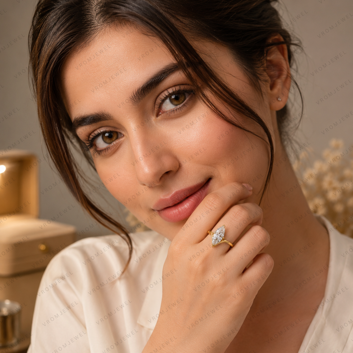Marquise Diamond Engagement Ring, Marquise Lab Grown Diamond Ring, Solitaire Diamond Ring, Gold Marquise Ring, Minimalist Bridal Ring