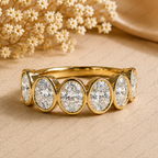 Seven Stone Oval Lab Grown Diamond Anniversary Band in Solid 14K Gold