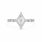 Lozenge Shape Side Baguette Pave Diamond Ring