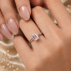 Pink Emerald Cut Lab Grown Diamond Engagement Ring, Minimalist Solitaire Ring, Pink Diamond Ring, 4 Prong Setting, 10K 14K 18K Gold