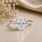 Oval Lab Grown Diamond Solitaire Ring in Handmade Solid 14K Gold