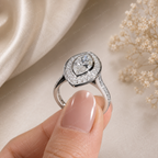Elegant Marquise Lab Grown Diamond Bezel Set Halo Engagement Ring