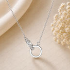 Interlocking Ring Lab Grown Diamond Necklace, Double Circle Necklace, Infinity Circle Pendant, Solid Gold Necklace, Minimalist Necklace