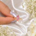 1.50 Ct Marquise Pink Lab Grown Diamond Ring, Pink Diamond Engagement Ring, Modern Marquise Solitaire Ring, Unique Gold Bridal Ring