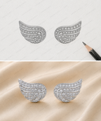 Angel Wings Stud Earrings, Lab Grown Diamond Wing Earrings, Guardian Angel Earrings, Solid Gold Stud Earrings, Minimalist Diamond Earrings