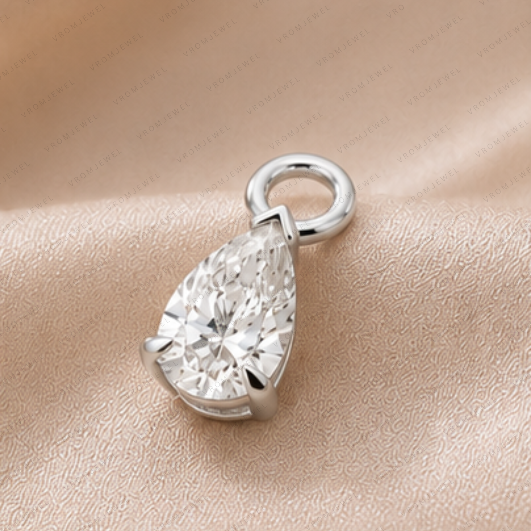 Dainty Lab Diamond Pear Charm Earrings: 14k Gold Bridal Jewelry
