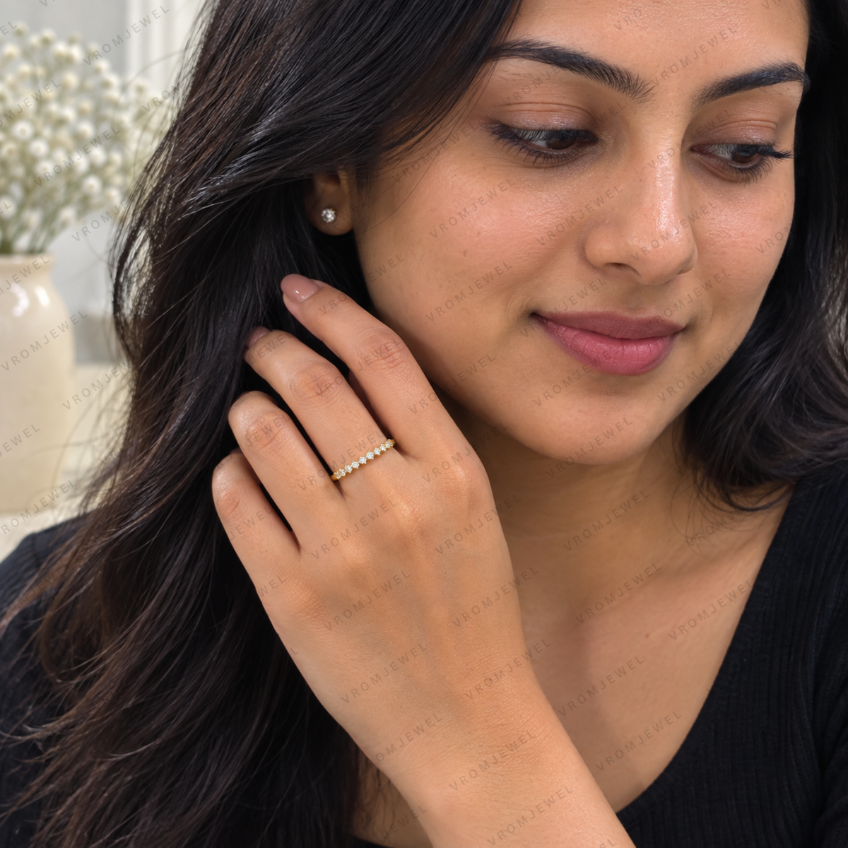 Diamond Eternity Band | Lab Grown | Solid 14K Yellow Gold Stacking Ring