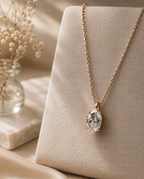 Oval Diamond Pendant Necklace, Oval Lab Grown Diamond Necklace, Solitaire Diamond Necklace, Gold Diamond Pendant, Minimalist Bridal Necklace