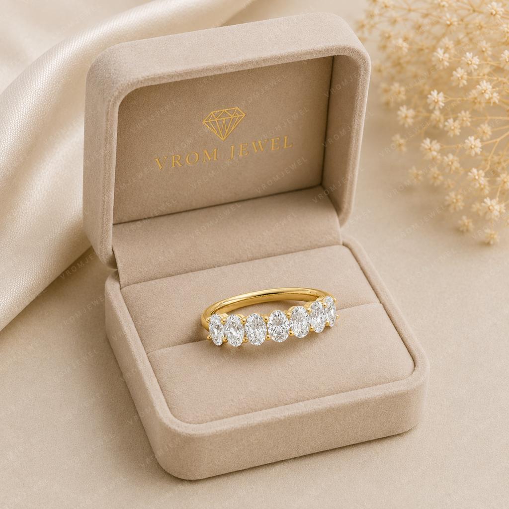 Oval Lab Grown Diamond Anniversary Band in Solid 14K Gold