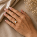 Emerald Cut Lab Grown Diamond Engagement Ring with Tapered Baguette Accents