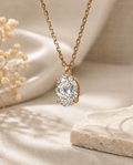 Oval Diamond Pendant Necklace, Oval Lab Grown Diamond Necklace, Solitaire Diamond Necklace, Gold Diamond Pendant, Minimalist Bridal Necklace