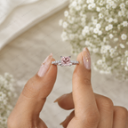 Pink Princess Cut Lab Grown Diamond Engagement Ring, Pavé Diamond Band, Minimalist Pink Diamond Ring, Elegant Bridal Ring, 10K 14K 18K Gold