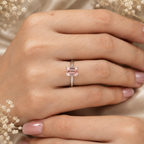 Pink Emerald Cut Lab Grown Diamond Engagement Ring, Minimalist Solitaire Ring, Pink Diamond Ring, 4 Prong Setting, 10K 14K 18K Gold