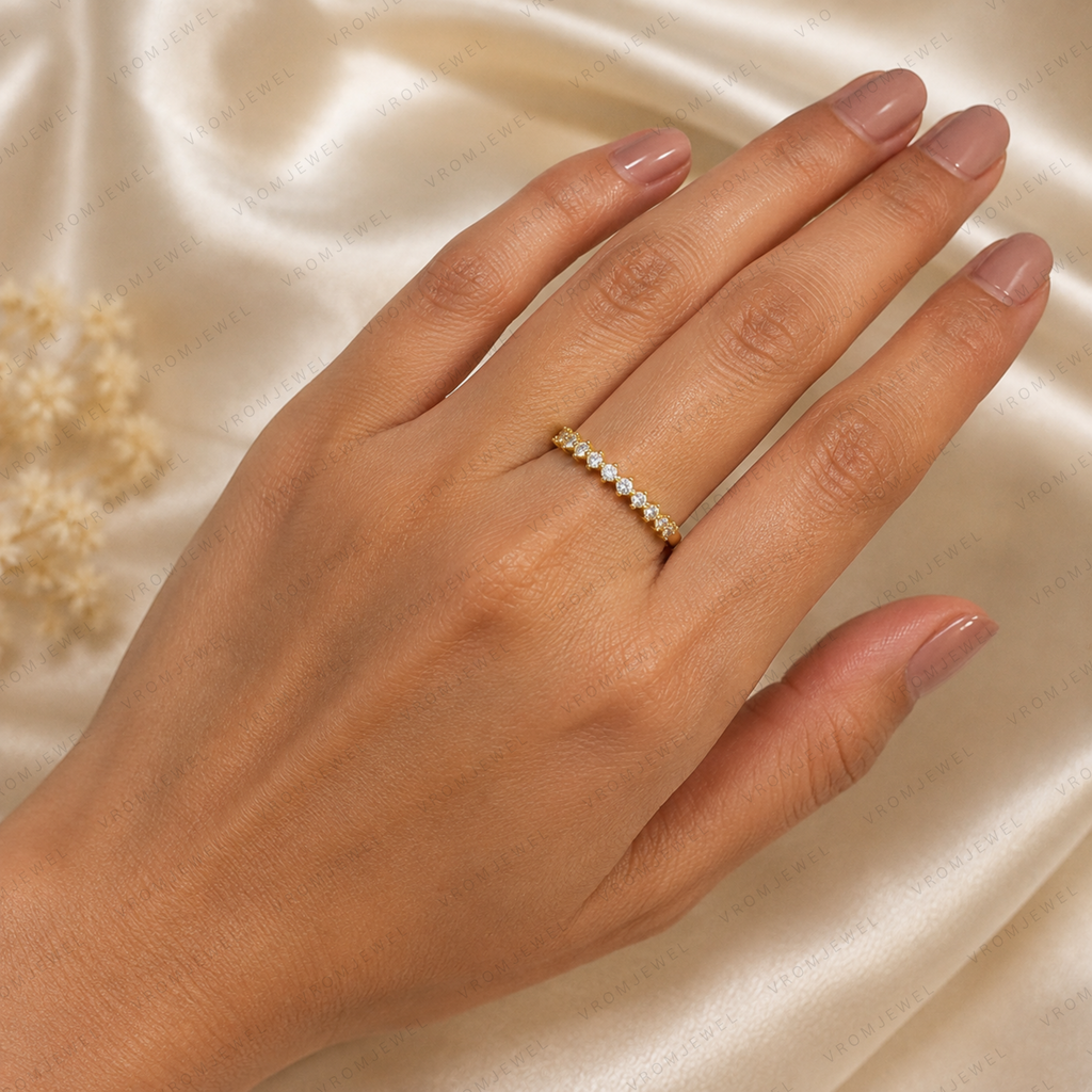 Diamond Eternity Band | Lab Grown | Solid 14K Yellow Gold Stacking Ring