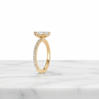 Hexagon Cut Ring with Pavé Band | Lab Grown Diamond | 14K Yellow Gold