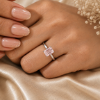 Pink Emerald Cut Lab Grown Diamond Engagement Ring, Minimalist Solitaire Ring, Pink Diamond Ring, 4 Prong Setting, 10K 14K 18K Gold