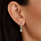 Dainty Lab Diamond Pear Charm Earrings: 14k Gold Bridal Jewelry