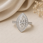 Elegant Marquise Lab Grown Diamond Bezel Set Halo Engagement Ring
