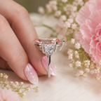 10 Carat Pink Pear Lab Grown Diamond Engagement Ring, Triangle Diamond Accents, Pink Pear Shape Ring, Statement Bridal Ring