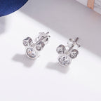 Mouse Silhouette Diamond Stud Earrings, Round Lab Grown Diamond Earrings, Cartoon Inspired Gold Studs, Minimal Diamond Earrings