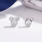 Mouse Silhouette Diamond Stud Earrings, Round Lab Grown Diamond Earrings, Cartoon Inspired Gold Studs, Minimal Diamond Earrings