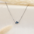 Pigeon Shape Blue Diamond Pendant | Lab Grown Diamond | 14K Yellow Gold Bezel Set Necklace