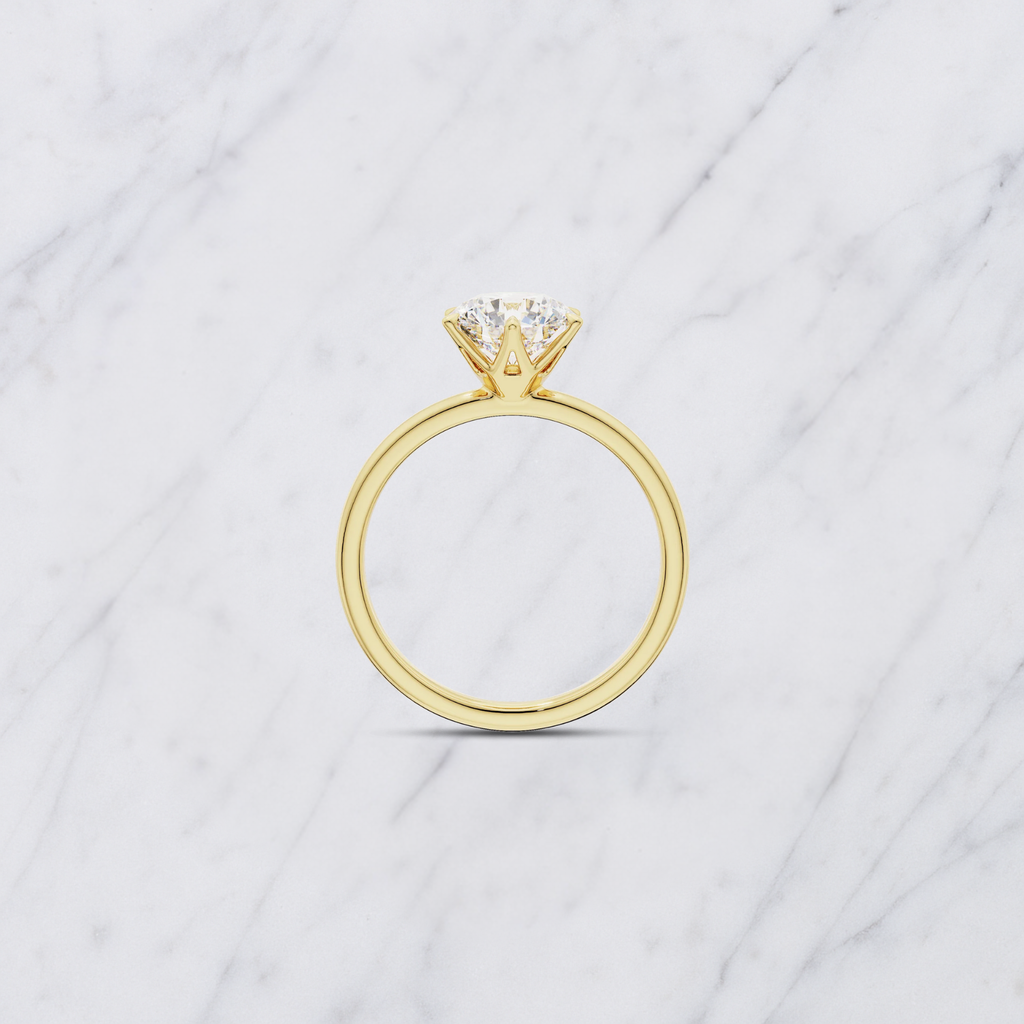 Elegant Round Lab Grown Diamond Engagement Solitaire Ring in Solid 14K Gold