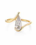 2 CT Pear Step Cut Lab Grown Diamond Ring | Geometric Wrap Design | Modern Sculptural Engagement Ring | 14K Gold