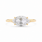 East West Marquise Rose Cut Lab Grown Diamond Ring | 1 CT | Minimalist Thin Band | Modern Solitaire Ring