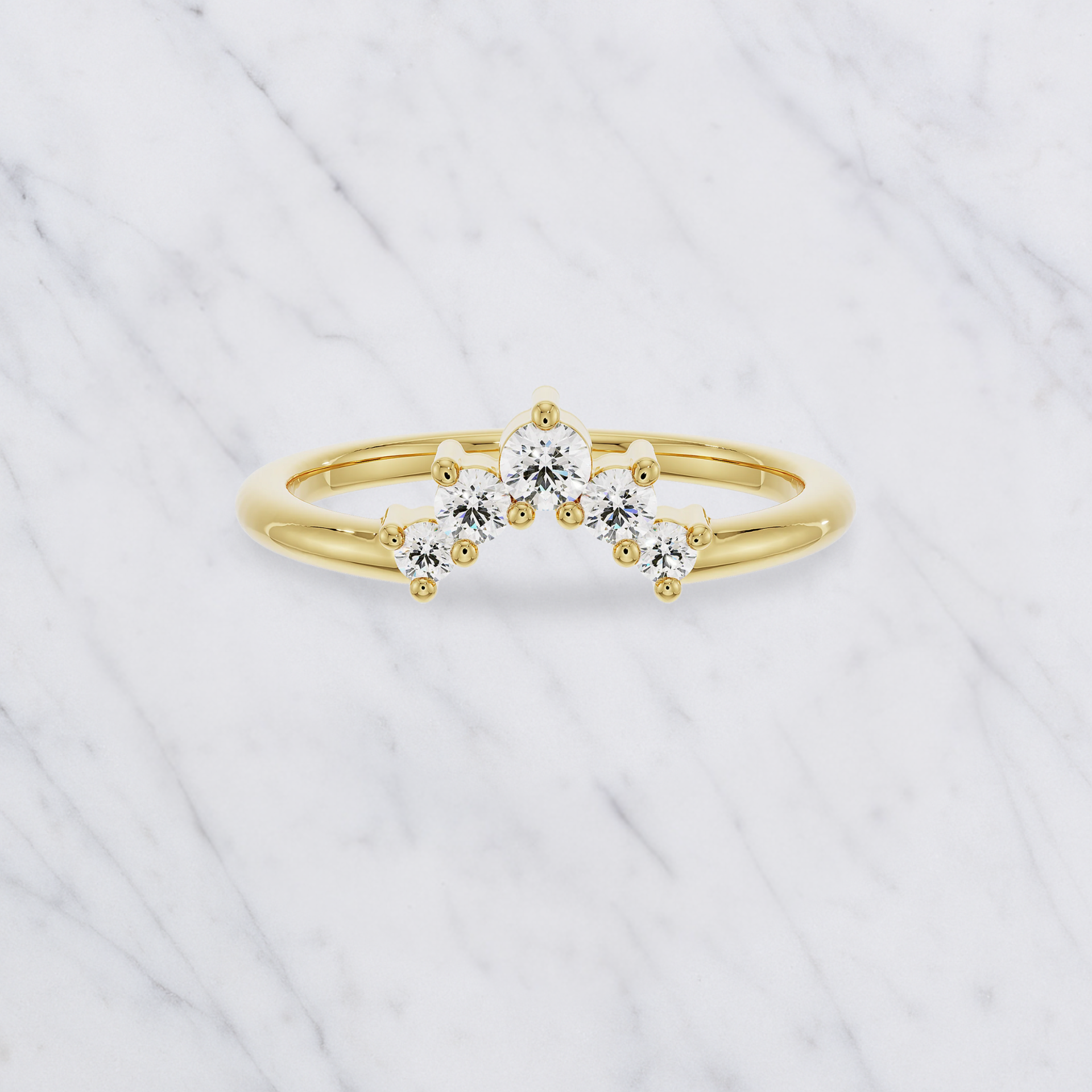 Curved Lab Grown Diamond Band with Round Stones – Bridal Ring