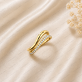 Double Wave Diamond Wedding Band | Lab Grown | 14K Gold | Stacking Ring