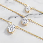 Dainty Pendant Necklace Oval | Lab Grown Diamond | 14K Yellow Gold Minimal Design