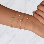 Dainty Trio Round Lab Grown Diamond Bracelet in Solid 14K Gold