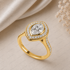 Elegant Marquise Lab Grown Diamond Bezel Set Halo Engagement Ring