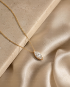 Marquise Cut Pendant Necklace | Lab Grown Diamond | 14K Yellow Gold Minimalist