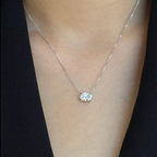 Oval Cut East West Pendant Necklace | Lab Grown Diamond | 14K Yellow Gold Minimalist