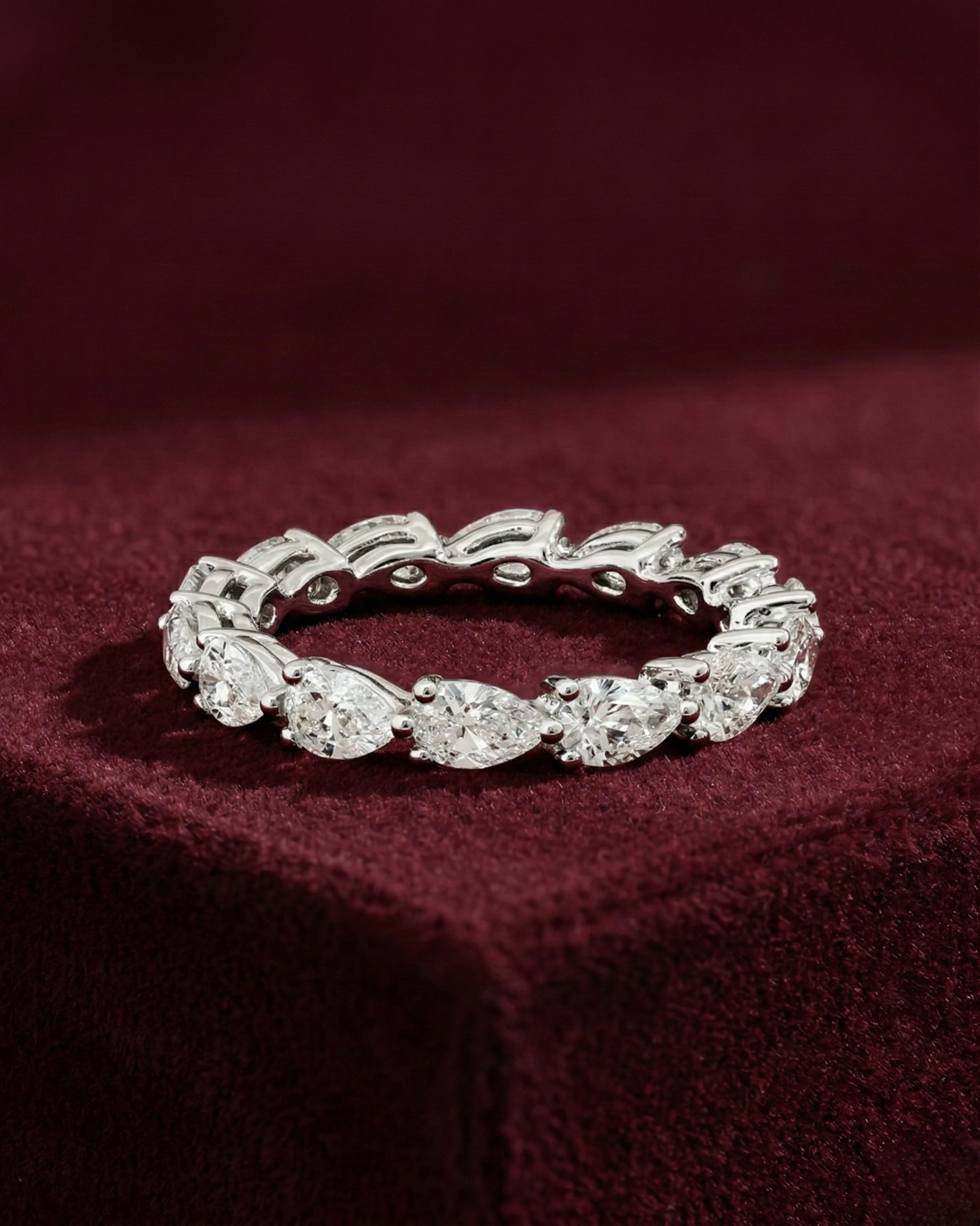 Pear and Round Lab Grown Diamond Ring, Mixed Shape Diamond Wedding Band, Unique Diamond Anniversary Ring, Modern Diamond Stacking Band