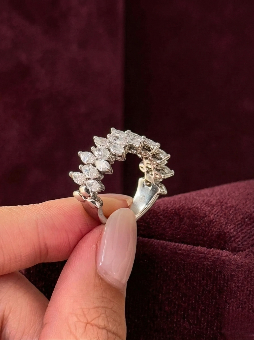 Marquise Lab Grown Diamond Half Eternity Band, Marquise Diamond Wedding Band, 2.15 Carat Diamond Anniversary Ring, Marquise Diamond Ring