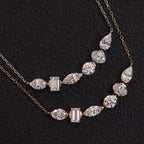 Dainty Floating Mixed Shape Necklace | Lab Grown Diamond | 14K Yellow Gold Minimalist Pendant