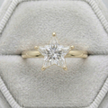 Star Cut Diamond Ring Modern Design | Lab Grown Diamond | 14K Yellow Gold