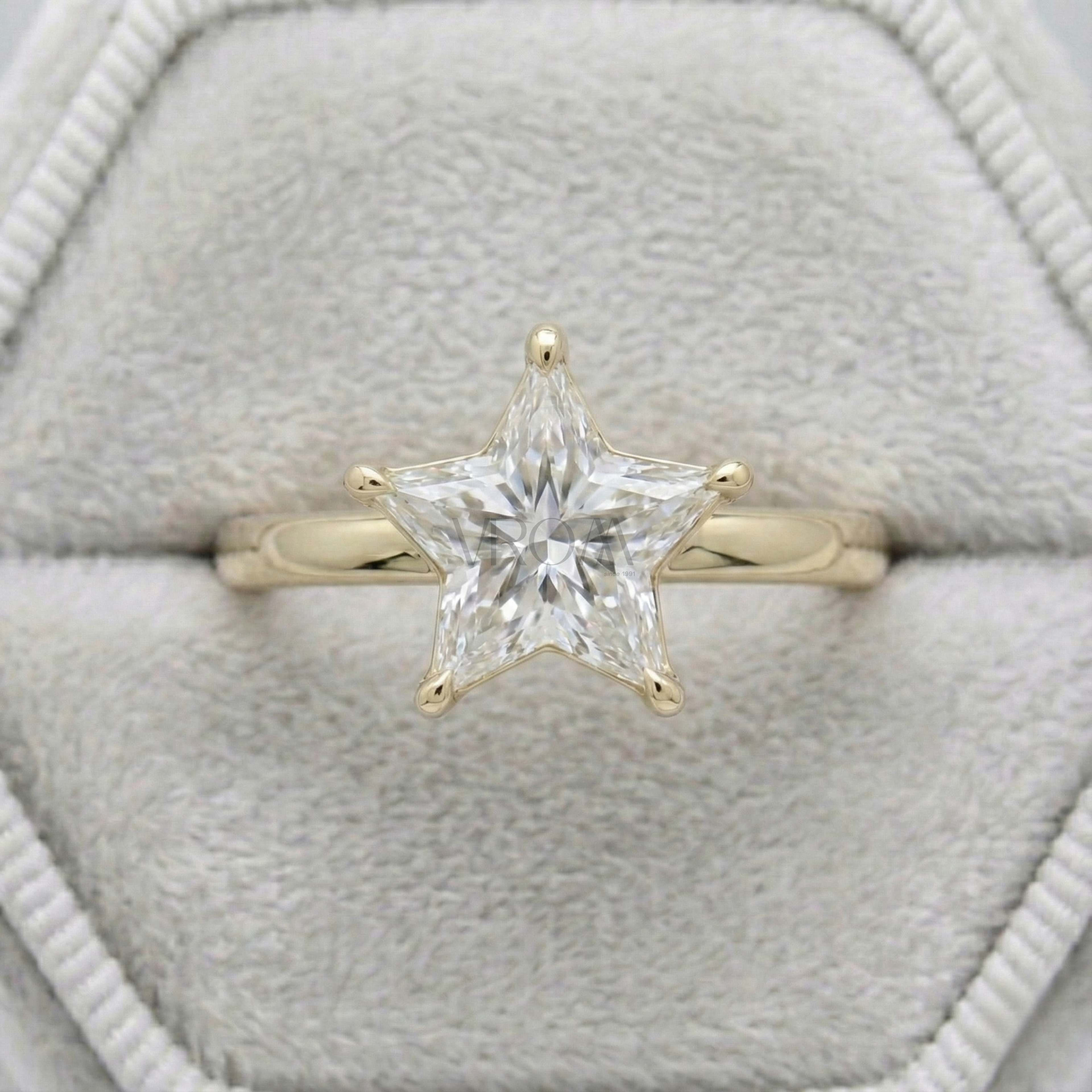 Star Cut Diamond Ring Modern Design | Lab Grown Diamond | 14K Yellow Gold