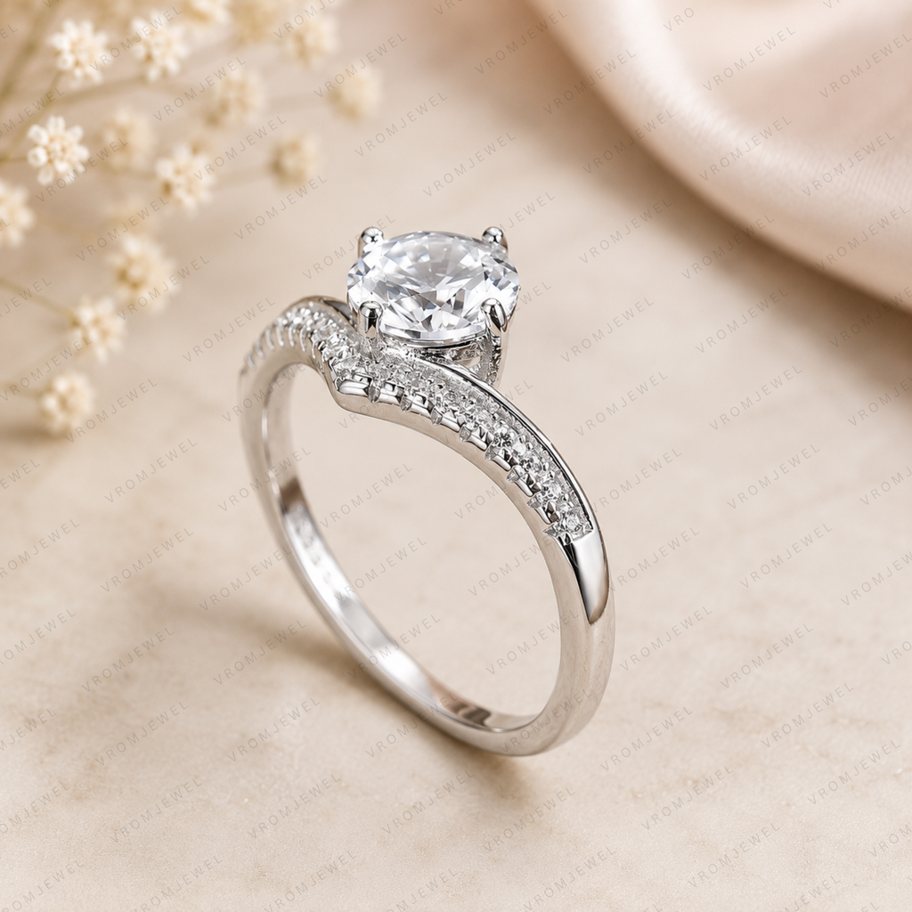 Round Cut Diamond Bypass Engagement Ring