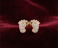 Modern Baby Feet Cut Stud Earrings | Lab Grown Diamond | 14K Yellow Gold