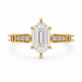 Hexagon Diamond Signet Ring, Hexagon Lab Grown Diamond Ring, Modern Geometric Gold Ring, Statement Diamond Ring, Unique Signet Ring