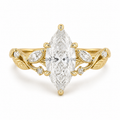 Marquise Diamond Nature Inspired Ring, Marquise Lab Grown Diamond Ring, Floral Diamond Engagement Ring, Leaf Inspired Gold Ring, Unique Ring