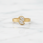 Half Moon Diamond Ring Matte Finish Semi Bezel | Lab Grown Diamond | 14K Yellow Gold