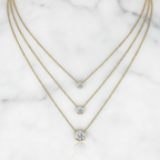 Dainty Round Pendant Necklace Bezel Set | Lab Grown Diamond | 14K Yellow Gold Classic Style