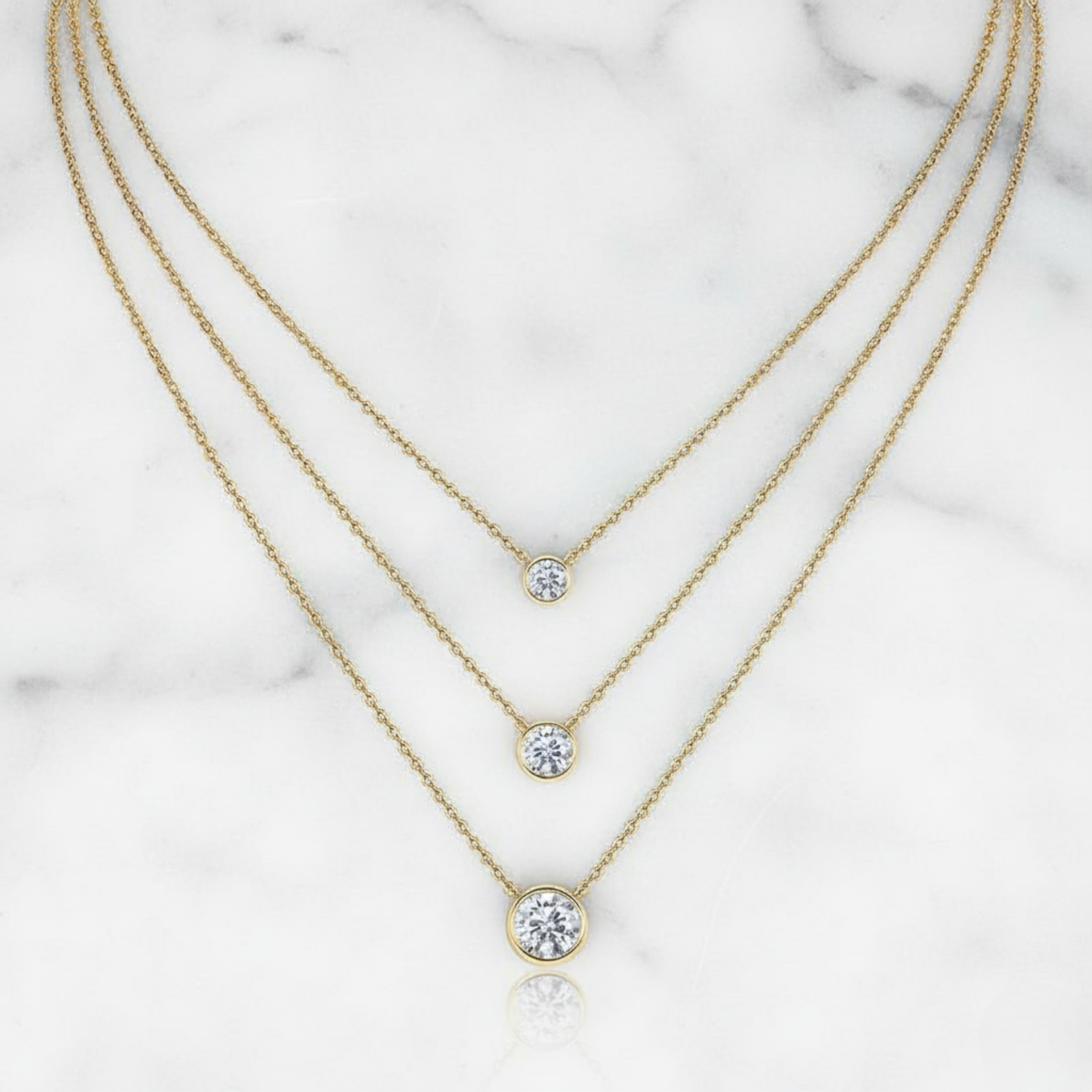 Dainty Round Pendant Necklace Bezel Set | Lab Grown Diamond | 14K Yellow Gold Classic Style