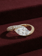 Marquise Lab Grown Diamond Engagement Ring, Modern Bypass Diamond Ring, 14K Yellow Gold Marquise Ring, Unique Diamond Engagement Ring